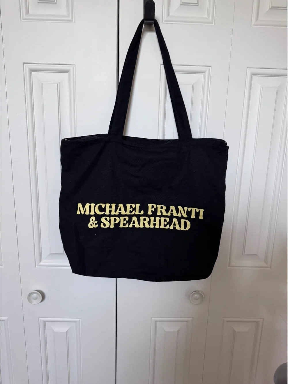 Michael Franti & Spearhead Tour Merchandise Black Canvas Zip Tote Bag